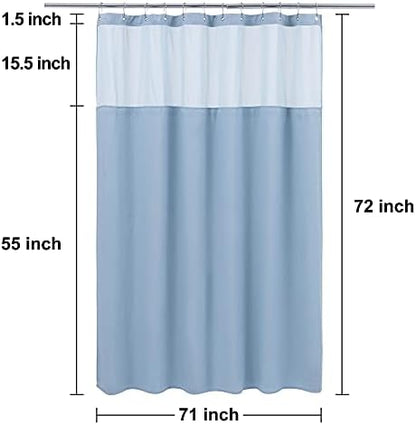 N&Y HOME Waffle Weave Shower Curtain with Snap-in Liner Set Blue, 71x72