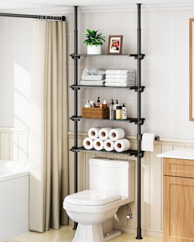 ALLZONE Tension Mount Over The Toilet Storage Shelf, No-Drill, Slim Design