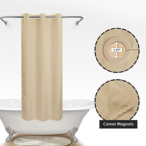 River Dream No Hook Stall Shower Curtain or Liner Microfiber Beige, 36x74