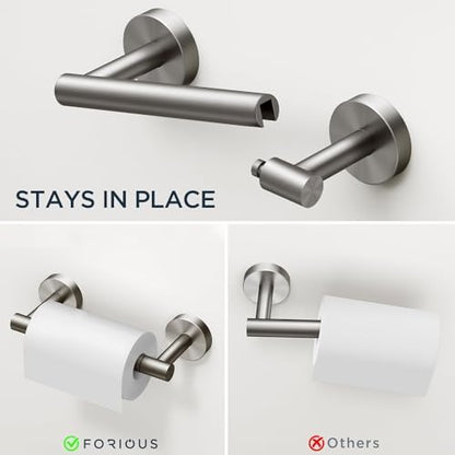 FORIOUS Bathroom Accessories, 4-Piece Bathroom Hardware Set - 18" Towel Bar