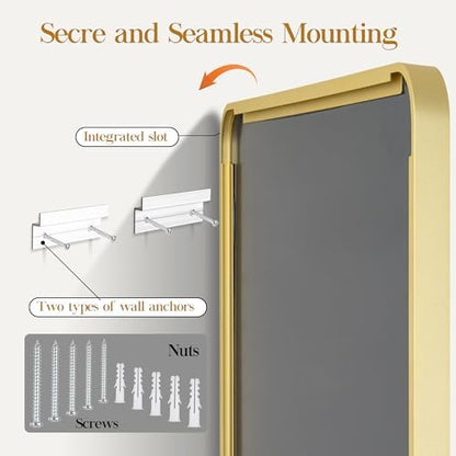 Fun Memories Gold Bathroom Mirror 23x32 Inch Bathroom Vanity, Metal Black Frame Large Mirror, Modern Wall Mirror for Bathroom, Tempered Glass, Farmhouse, Horizontally or Vertically