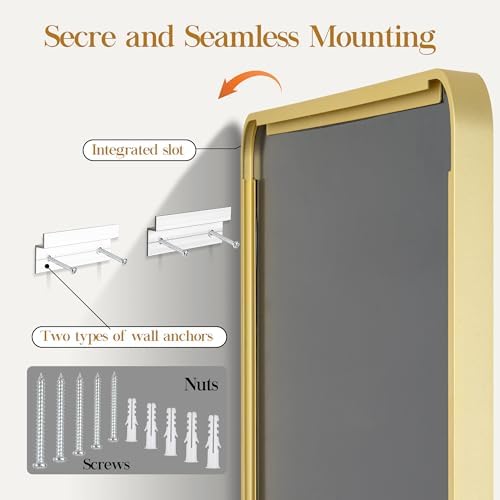 Fun Memories Gold Bathroom Mirror 30X30 Inch Bathroom Vanity Mirror, Metal Gold Frame Large Mirror, Modern Wall Mirror for Bathroom, Tempered Glass, Farmhouse Mirror, Horizontally or Vertically