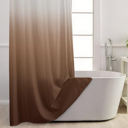 No Hook Shower Curtain and Liner Set for Bathroom, Ombre Brown, 71" x 84"