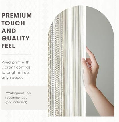 INK+IVY Imani Tufted Chenille 100% Cotton Shower Curtains Machine Washable, Modern Home Bathroom Décor Bathtub Privacy Screen, 72" x 72", Ivory