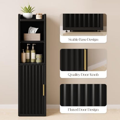 Yoobure Fluted Small Bathroom Storage Cabinet, Narrow Toilet Paper Cabinets