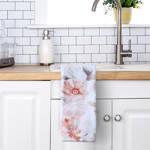SKL Home Misty Floral Hand Towel Set-2pc, 100% Cotton, Blush