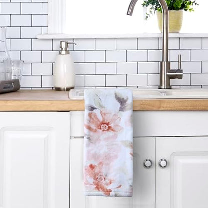SKL Home Misty Floral Hand Towel Set-2pc, 100% Cotton, Blush