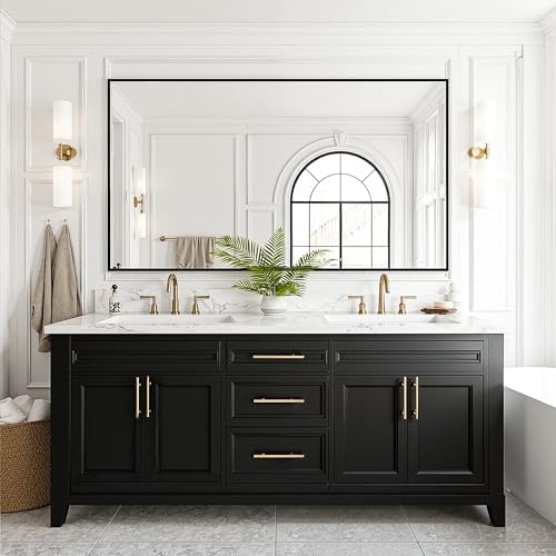 FICTOR Bathroom Vanity Mirror for Over Sink, 55" x 30", Black