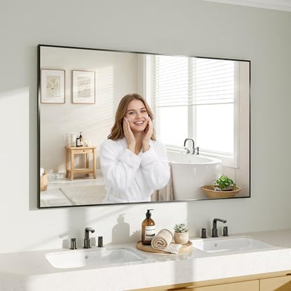 Koonmi Black Mirrors for Wall, 30x48 Inch Bathroom Mirror, Rectangular Wall Mirror for Living Room Bedroom Bathroom, Hangs Horizontally or Vertically