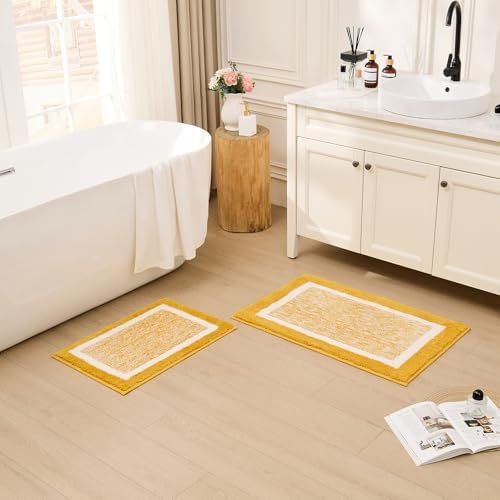 CozeCube Harvest Gold Bath Mat 32"x20" Non Slip Washable Rug