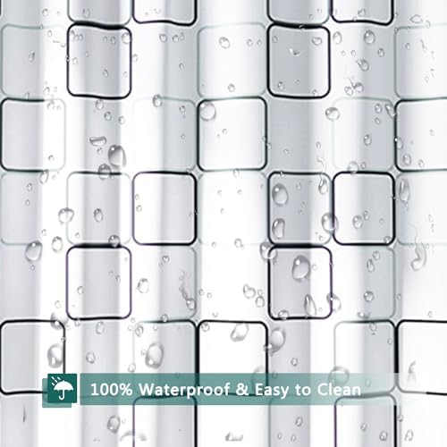 Shower Curtain Liner, Big Square Waterproof PEVA Shower Curtains with 3 Duty Heavy Bottom Magnets and 12 Rust Proof Grommets, 72x72 Weighted Shower Liner for Shower Stall, Bathtubs