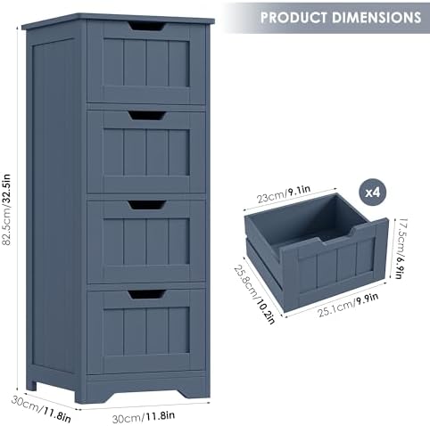 FOTOSOK Bathroom Storage Cabinet with 4 Drawers, Small Bathroom Cabinet
