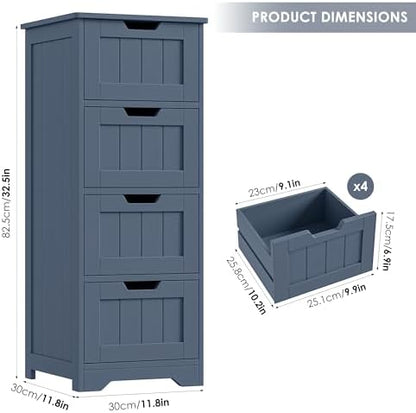 FOTOSOK Bathroom Storage Cabinet with 4 Drawers, Small Bathroom Cabinet