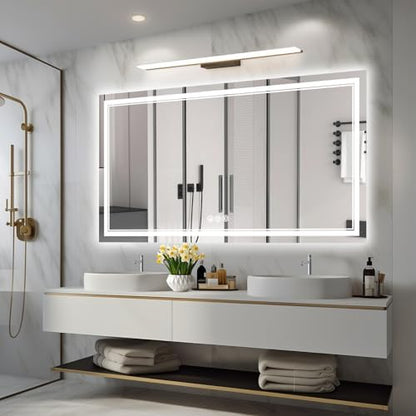 Ratsamee 55"x30" LED Bathroom Mirror with Lights, Backlit + Front Lit