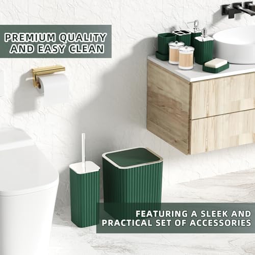 XLHOMO Bathroom Accessories Set - Gorgeous Green Bathroom Set, 10PC Green Bathroom Accessory Set, Bathroom Sets with Toilet Brush, Bathroom Trash Can
