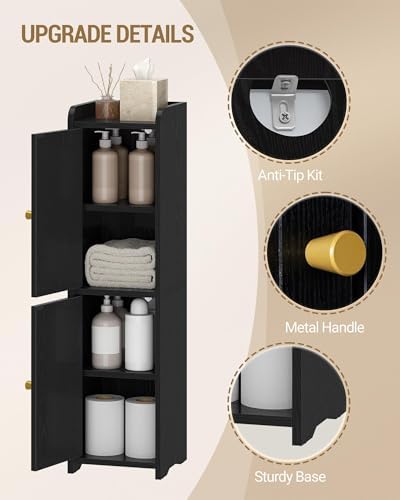 Hzuaneri Bathroom Storage Cabinet, Small Corner Floor Cabinet with 2 Doors