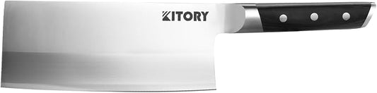 Kitory Cleaver 7", Lite Chinese Chef`s kitchen knife, for unfrozen meat and vegetable, pakkawood handle with super sharp 50Cr16MoV German Stainless steel blade, gift box