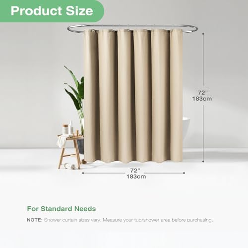 Dynamene Waffle Shower Curtain 256 GSM Heavy Duty Fabric 72x72 Beige/Khaki