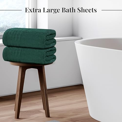 Tens Towels 2 Piece Extra Large Bath Sheets 35 x 70 Inches, Hunter Green