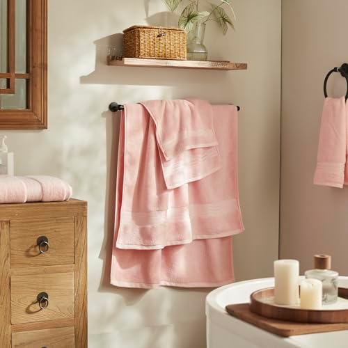COZYART Luxury Bath Towel Set 6 Pcs, Pink 100% Turkish Cotton 650 GSM