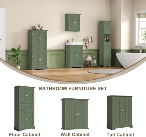 ChooChoo 51" H Bathroom Floor Cabinet with Drawer and Adjustable Shelves