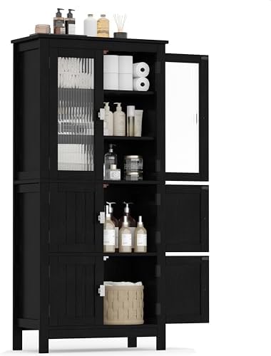 Akxomel 53.1" Tall Bathroom Cabinet 6 Doors Linen Floor Storage Cabinet