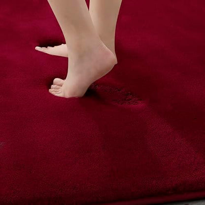 MINIDEAR Bathroom Rugs 36x24 Wine Red - Thick Memory Foam Bath Mat, Ultra Soft & Plush Fluffy, Non-Slip, Quick Dry, Absorbent Washable Floor Microfiber Mat for Tub, Home Decor Accessories