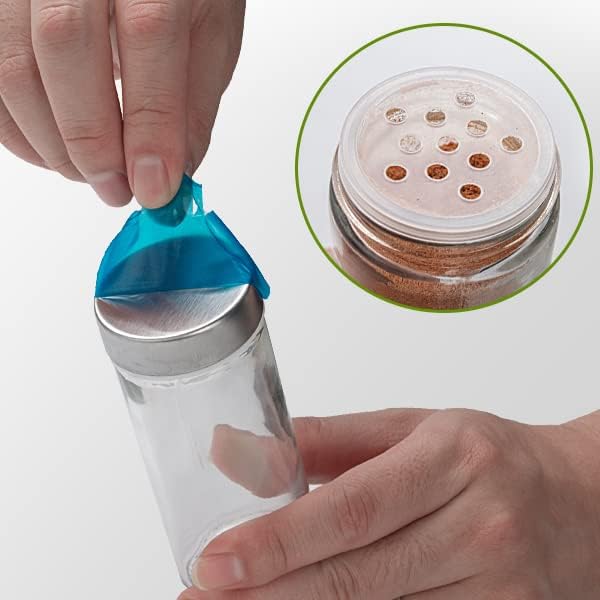 Tianifa 6 Pcs Glass Spice Jars/Bottles for Rotating Spice Rack-3oz Empty round Spice Containers with Airtight Metal Caps with Shaker Lids (6, Stainless Steel Lids)