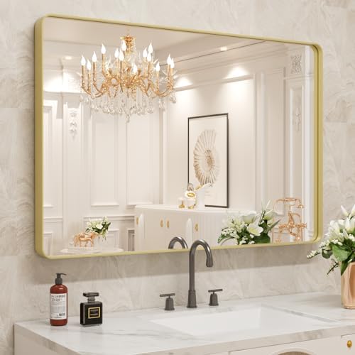 WEER Gold Bathroom Vanity Mirror 48X30 Inch
