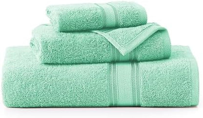 LANE LINEN Luxury Bath Towels Set - 3 Piece Set, 100% Cotton Bathroom Towels, Zero Twist, Quick Shower Towels, Absorbent Bath Towel, Super Soft, 1 Bath Towel, 1 Hand Towel, 1 Wash Cloths - Aqua Sky