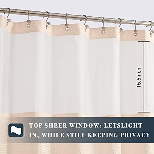 N&Y HOME Waffle Weave Shower Curtain with Snap Liner 71x72 Rosewater Pink