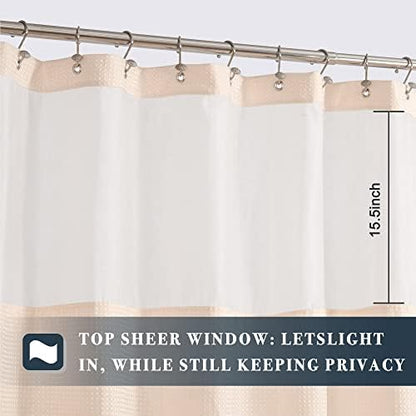 N&Y HOME Waffle Weave Shower Curtain with Snap Liner 71x72 Rosewater Pink