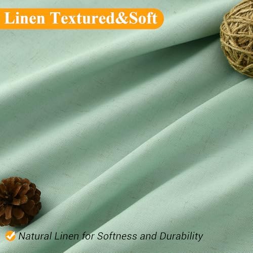 Naturoom Linen Shower Curtain 42x72 Inch for Bathroom Aqua Green 1 Panel