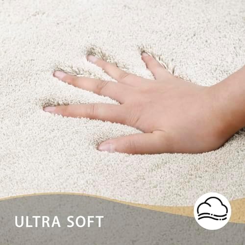 MINIDEAR Bathroom Rugs 24x17 Beige - Thick Memory Foam Bath Mat, Ultra Soft & Plush Fluffy, Non-Slip, Quick Dry, Absorbent Washable Floor Microfiber Mat for Tub, Home Decor Accessories