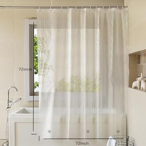 Shower Curtain Liner, 100% Waterproof Eva Shower Curtains with 3 Duty Heavy Bottom Magnets and 12 Rust Proof Grommets, 72x72 Weighted Shower Liner for Shower Stall, Bathtubs