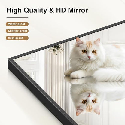 COFENY 36x72inch Bathroom Mirror, Black Rectangle Mirror with Thin Metal Frame, Large Rectangular Wall Mirrors for Bathroom, Living Roomm, Hair Salon, Big Farmehouse Mirror Hang Horizontal/Vertical