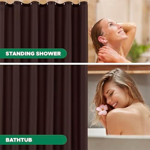 Fabric Shower Curtain Liner 72"W x 84"L-Brown Extra Long Shower Liners
