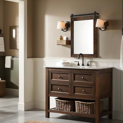 COGOOD Farmhouse Bathroom Mirrors for Over Sink - 30 x 22 Black Brown