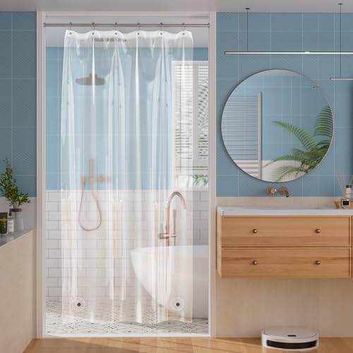 Titanker Shower Stall Curtain Liner, 36x72 Clear PEVA Lightweight Single Stall Narrow Shower Curtain for Bathroom with 2 Magnets and 6 Rustproof Grommet Holes