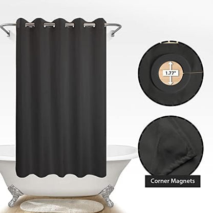 River Dream No Hook Hotel Cloth Shower Curtain Black, Standard Size