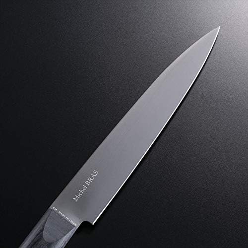 Michel BRAS Quotidien No. 2 Kitchen Knife, 12 cm Handcrafted Kitchen Knife, Japanese AUS8A Stainless Steel Blade, Black Pakkawood Handle, Precision and Sharpness for Professional and Home Chefs