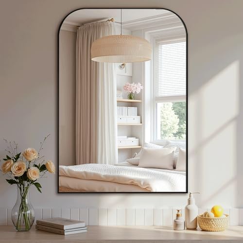 Delma 40"x28" Black Metal Framed Bathroom Mirror for Over Sink