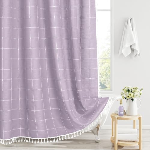 Gibelle Lavender Boho Farmhouse Shower Curtain for Bathroom 72x72