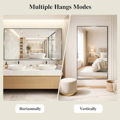 Koonmi Black Mirrors for Wall, 30x36 Inch Bathroom Mirror, Rectangular Wall Mirror for Living Room Bedroom Bathroom, Hangs Horizontally or Vertically