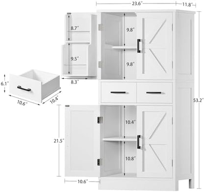 Pantry Cabinet with 4 Doors, Kitchen Storage Cabinet with Door Shelves,