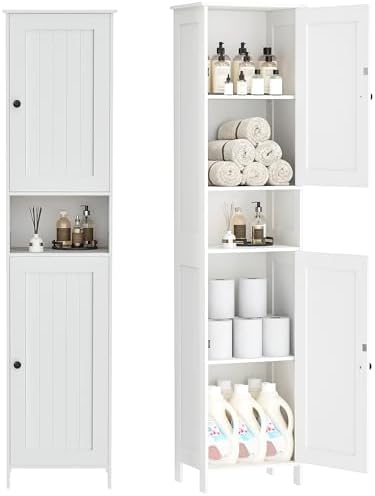 Homleke Tall Bathroom Storage Cabinet with 2 Doors, Slim Bathroom Cabinet