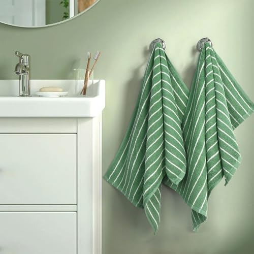 Jacquotha Hand Towels for Bathroom Green Striped - 2-Piece