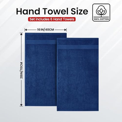 Infinitee Xclusives 100% Cotton Hand Towels for Bathroom - Set of 6