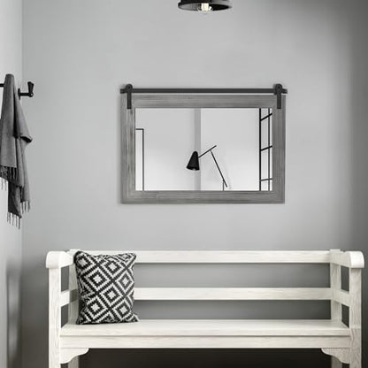 COGOOD Farmhouse Barn Door Mirror - 18 x 25 Grey