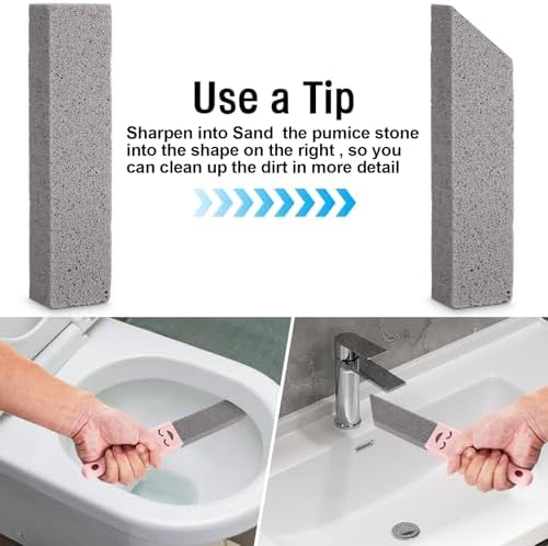 Navona 68 Pack Pumice Stone Scouring Sticks with 8 Universal Handles, Grey Pumice Cleaner for Toilets, Bathrooms & Multi-Surface Hard Water Stain and Limescale Removal